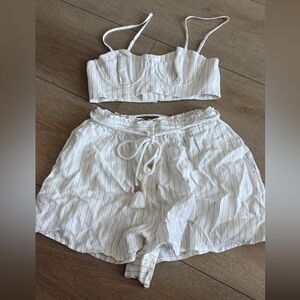 House of Harlow 1960 Cream Striped Two-Piece Set